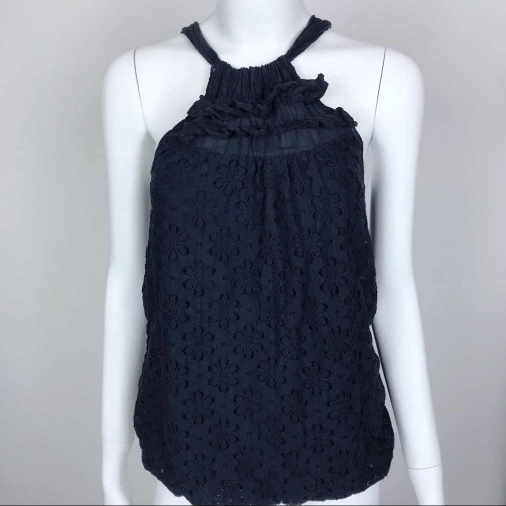 Ella Moss Ruffle Lace Knit Blouse